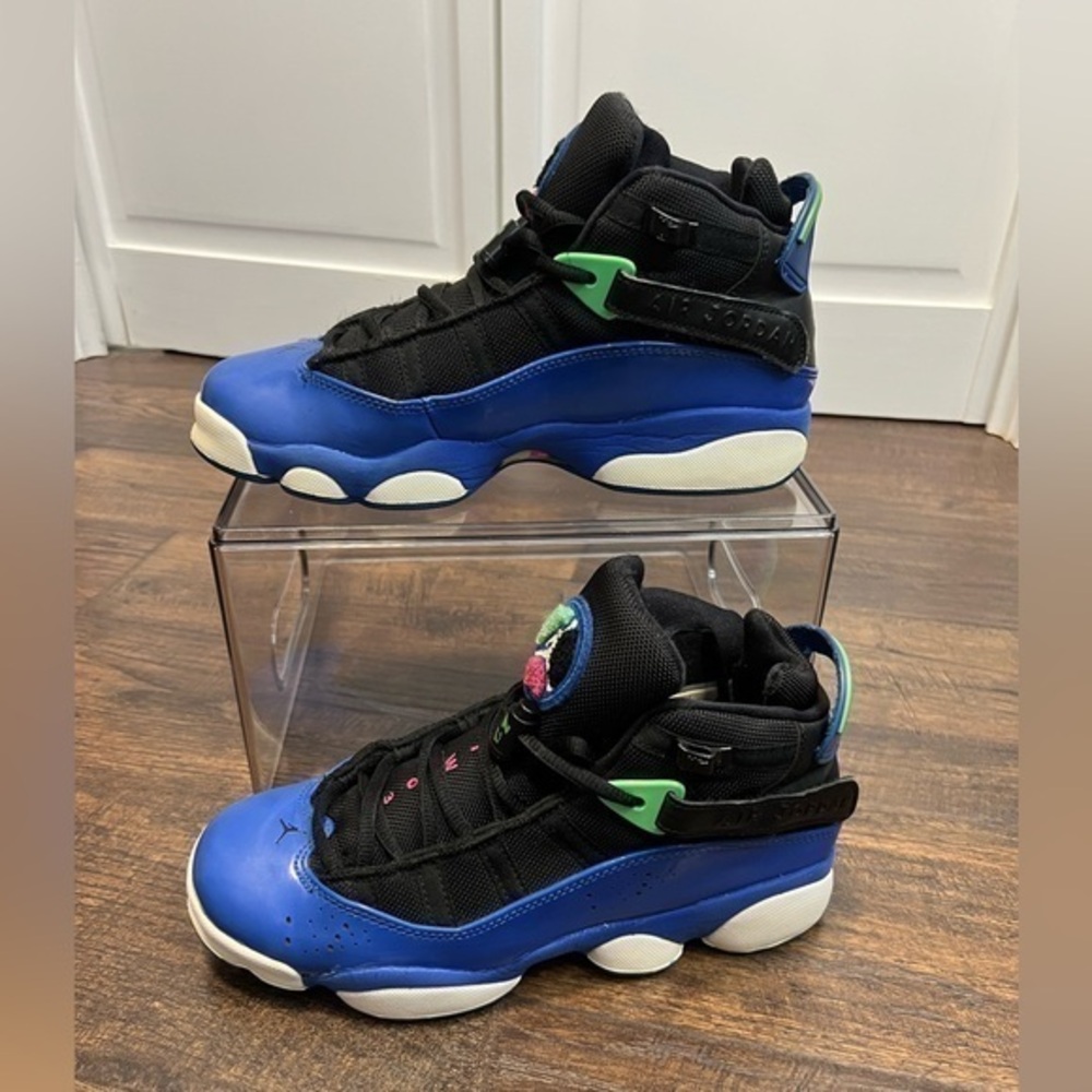 Girls Jordan 6 Rings GS Sneakers Size Girls 6.5Y Color Black,Blue,White,Green